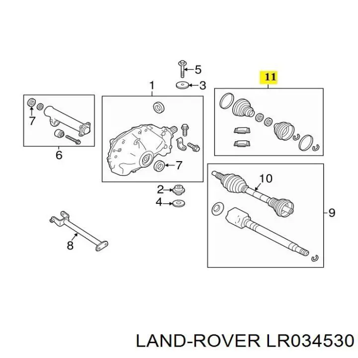 Juego de fuelles, árbol de transmisión delantero para Land Rover Range Rover (L494)