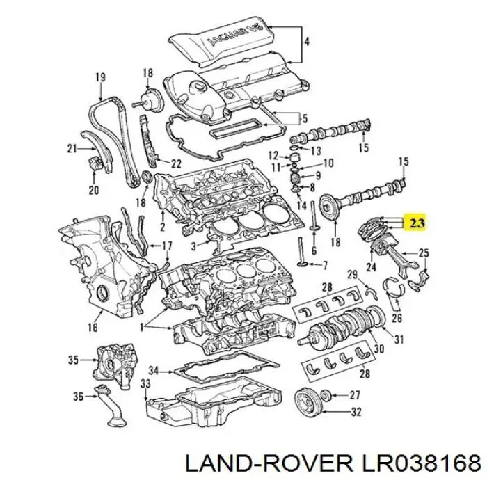 LR038168 Land Rover Bloque de cilindros del motor