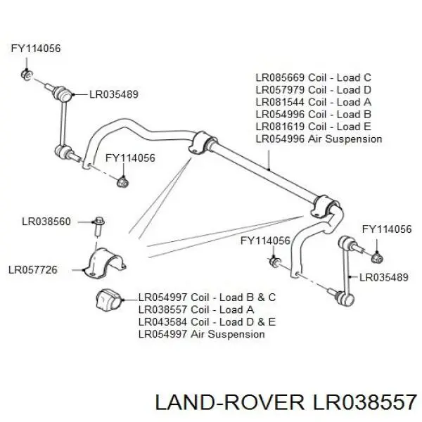 Casquillo del soporte de barra estabilizadora delantera LAND ROVER LR038557