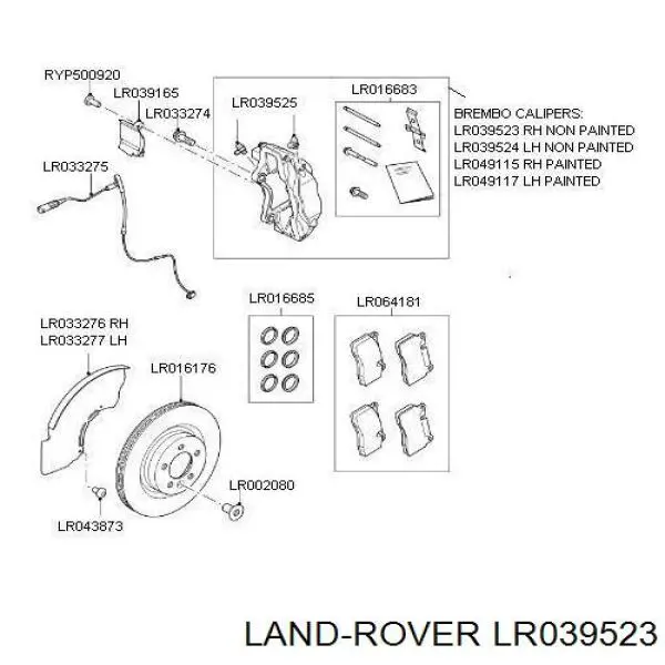 LR039523 Land Rover pinza de freno delantera derecha