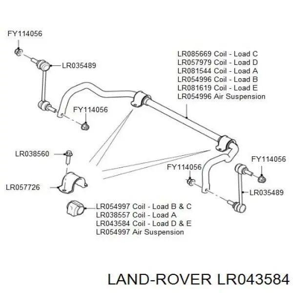 LR043584 Land Rover Buje de barra estabilizadora delantera