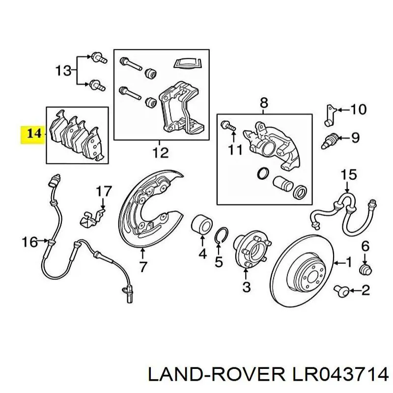 LR043714 Land Rover pastillas de freno traseras