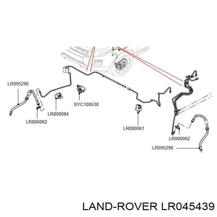 LR045439 Land Rover Tubo de frenos delantero
