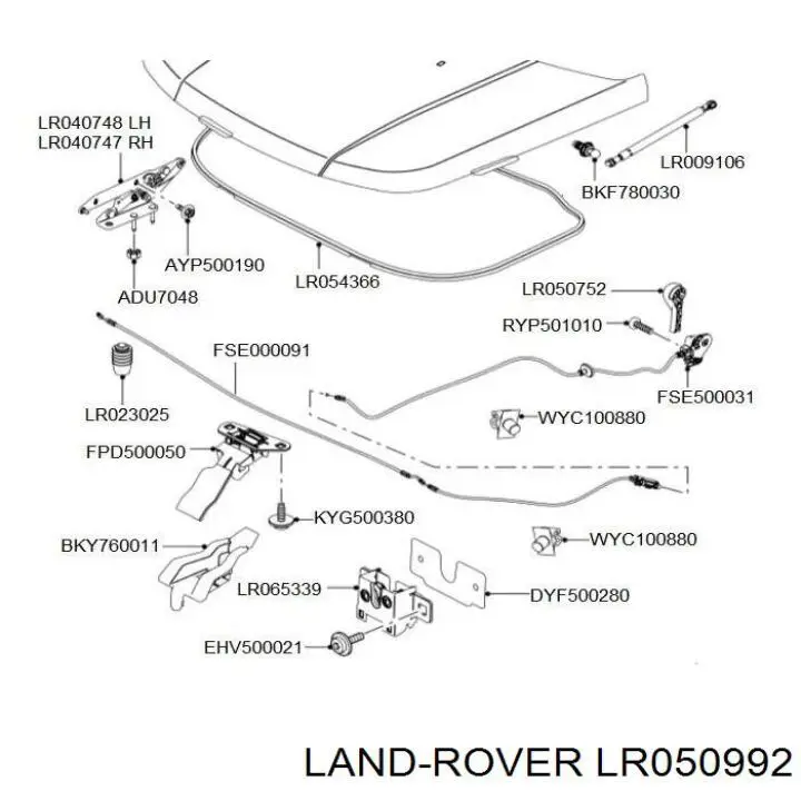 Cerradura de capó Land Rover LR050992 precio, desde 37,75 EUR