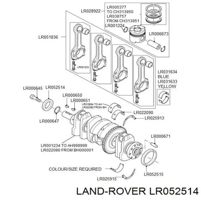 LR052514 Land Rover Retén del cigüeñal frontal