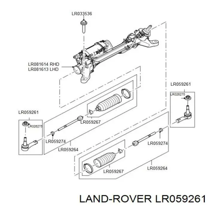 LR059261 Land Rover Rótula de dirección