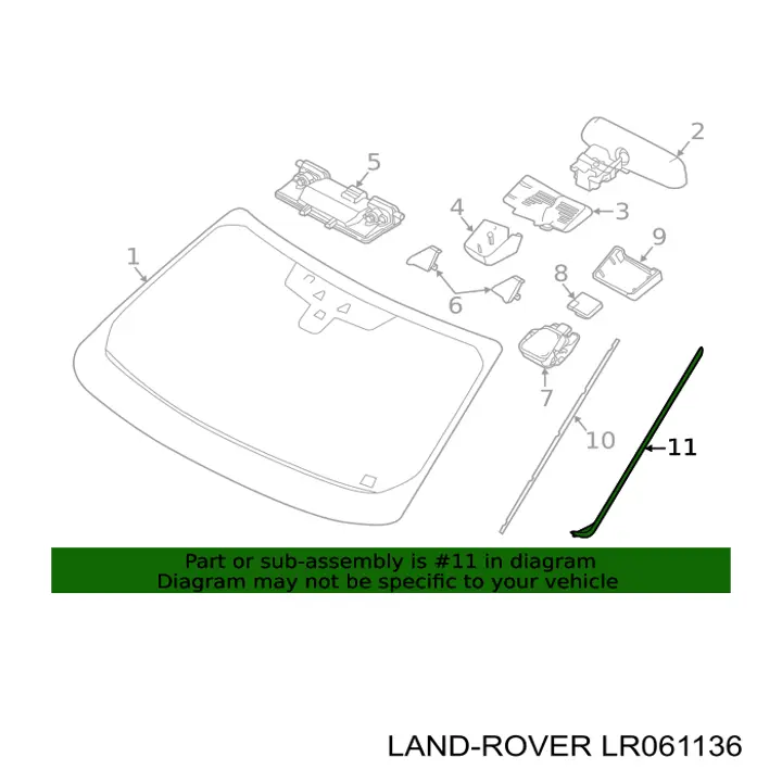 LR061136 Land Rover Moldura exterior del pilar delantero izquierdo