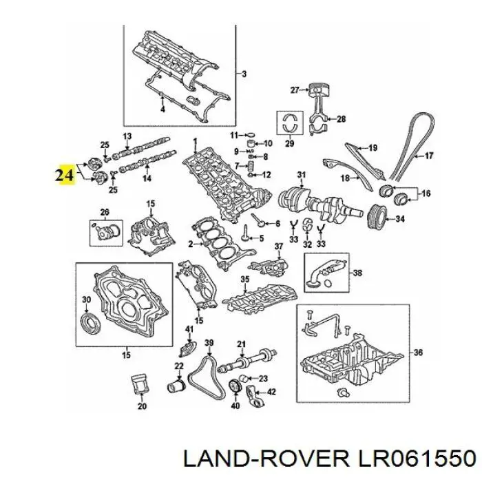 LR061550 Land Rover rueda dentada, árbol de levas escape