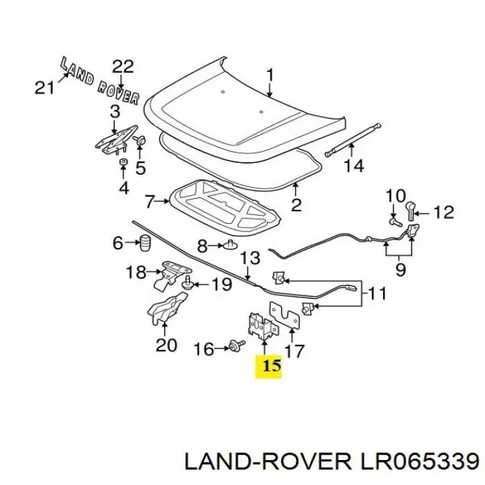LR065339 Land Rover cerradura del capó de motor