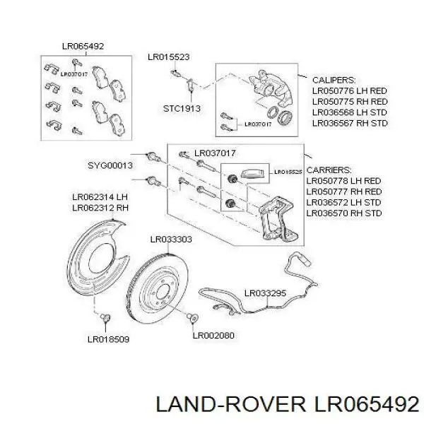 LR065492 Land Rover pastillas de freno traseras