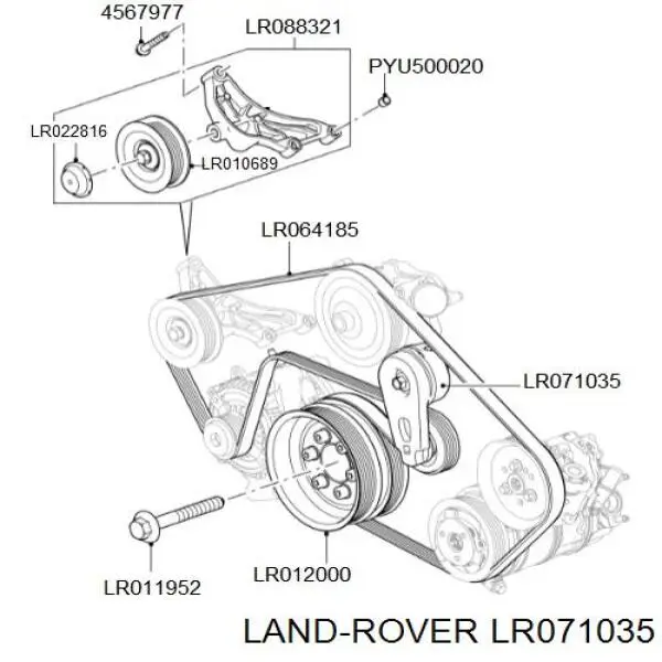 LR071035 Land Rover tensor de correa poli v