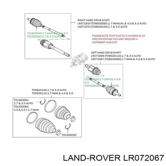Comprar LR047295 Land Rover Semieje delantero izquierdo