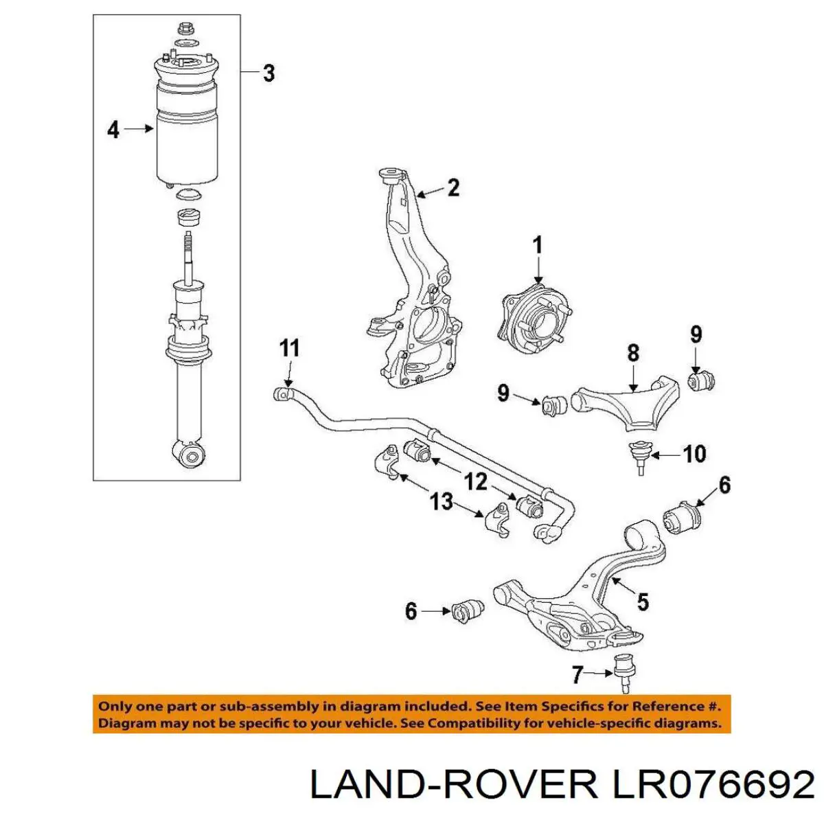 LR076692 Land Rover cubo de rueda delantero