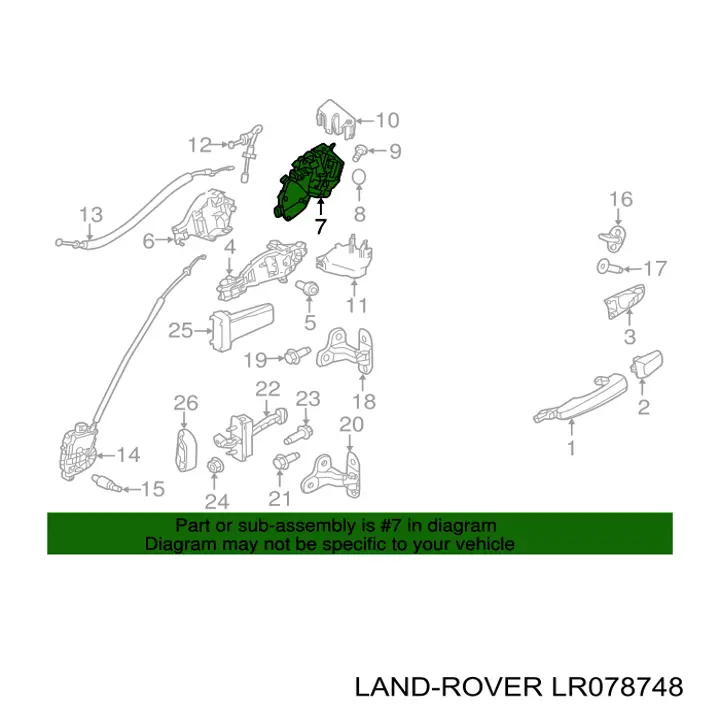 LR078748 Land Rover cerradura de puerta trasera izquierda