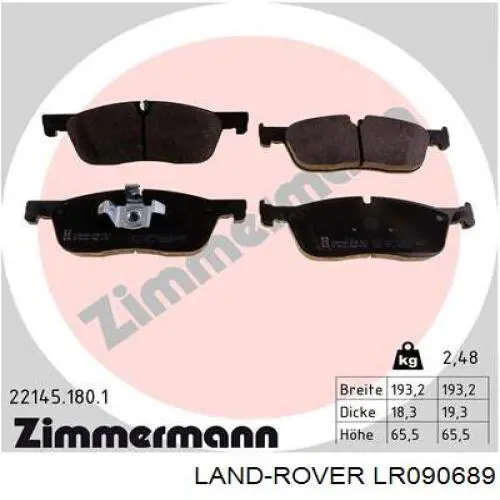 LR090689 Land Rover Pastillas delanteras