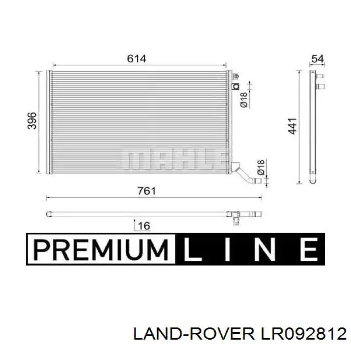 LR092812 Land Rover radiador de aire de admisión