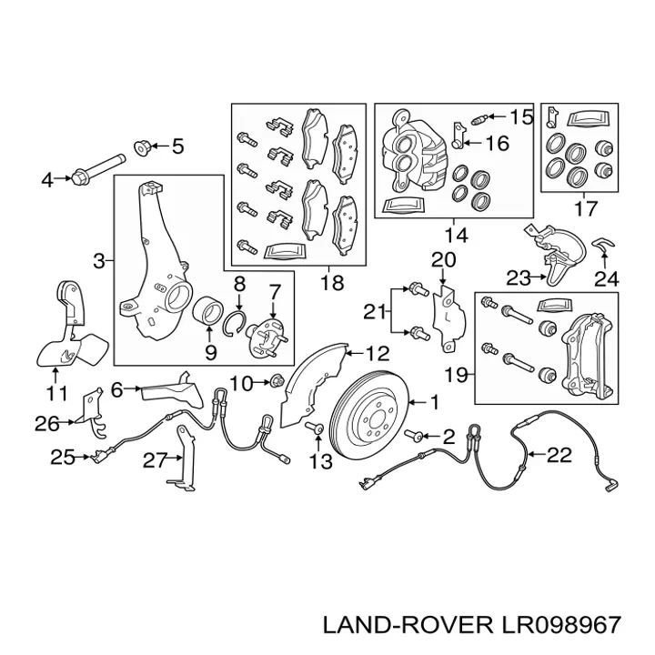 Comprar LR098967 Land Rover Freno de disco delantero
