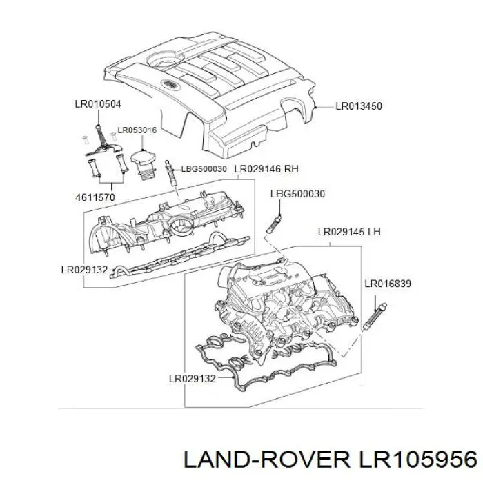 LR105956 Land Rover tapa de la valvula izquierda