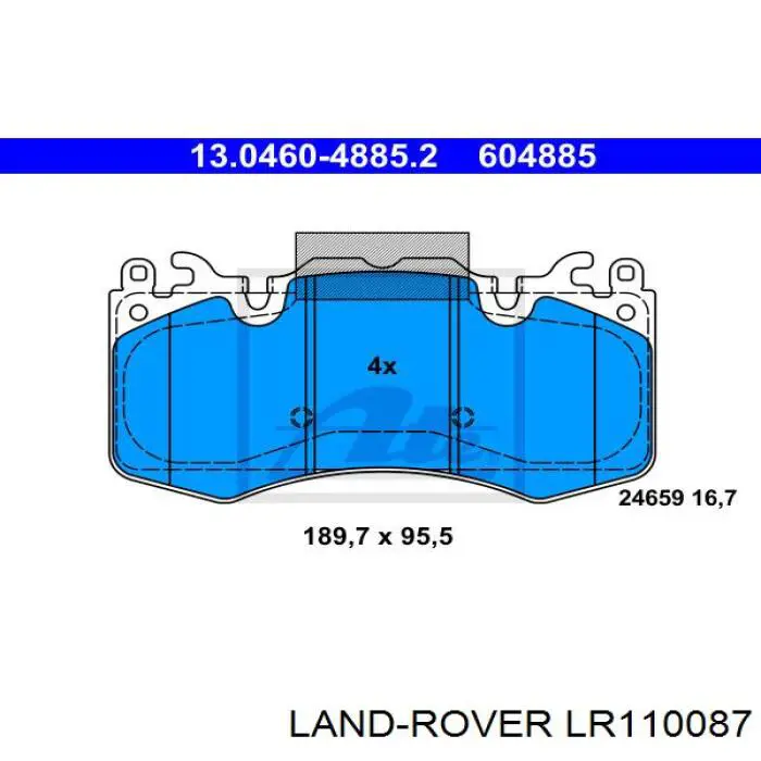 LR110087 Land Rover pastillas de freno delanteras