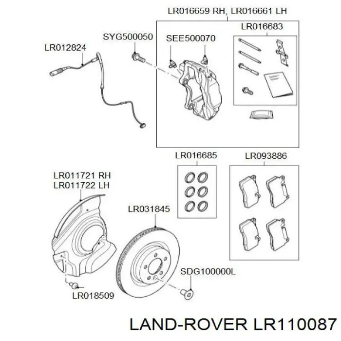 Pastillas freno delanteras Land Rover LR110087 precio, desde 46,43 EUR