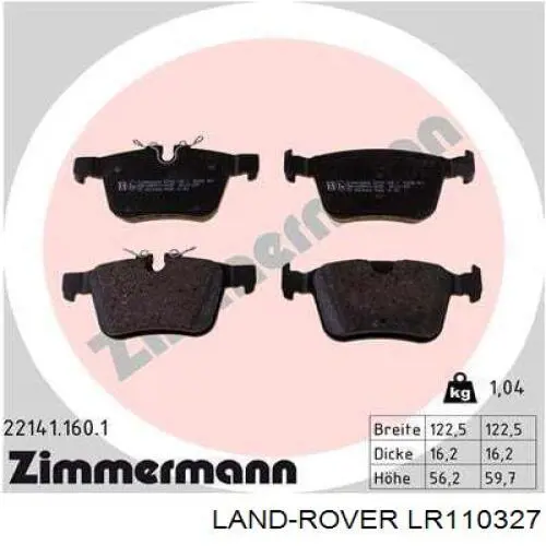 Comprar LR110327 Land Rover Pastillas de freno traseras