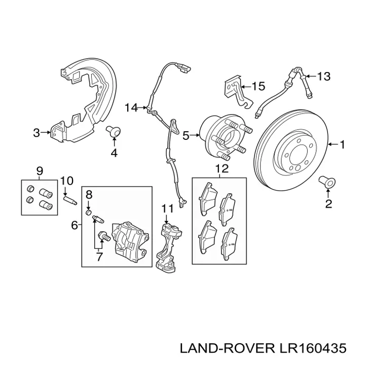 LR160435 Land Rover pastillas de freno delanteras