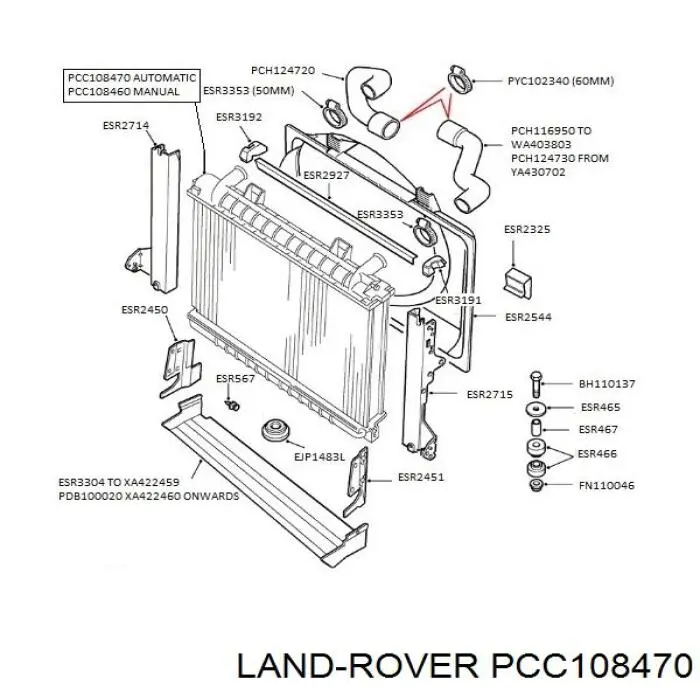 Comprar PCC108470 Land Rover Radiador de auto