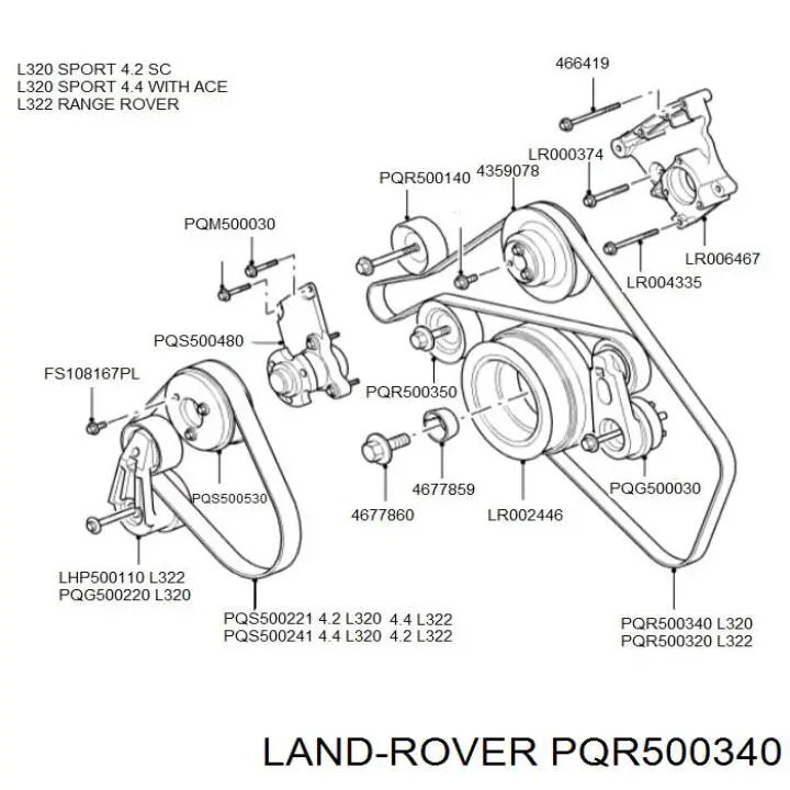 PQR500340 Land Rover correa trapezoidal