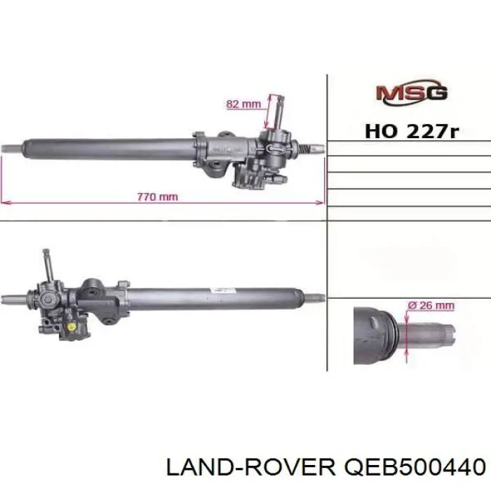 QEB500440 Land Rover cremallera de dirección