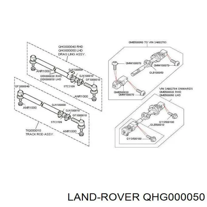 QHG000050 Land Rover barra de acoplamiento delantera central
