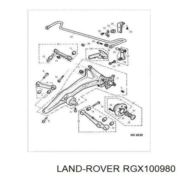 RGX100980 Land Rover bloque silencioso trasero brazo trasero delantero