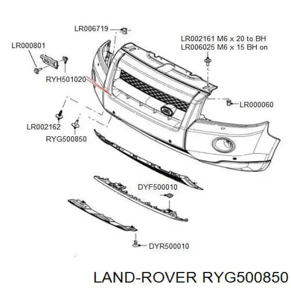 RYG500850 Land Rover clips de fijación de parachoques delantero