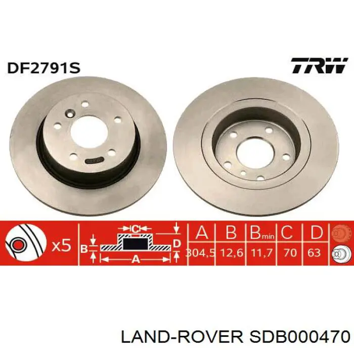 Disco de freno trasero Land Rover SDB000470 precio, desde 48,60 EUR