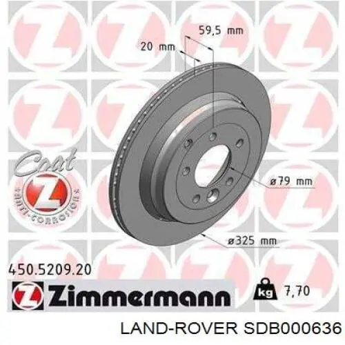 Comprar SDB000636 Land Rover Disco de freno trasero