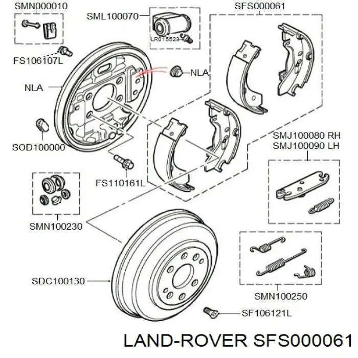 SFS000061 Land Rover zapatas de frenos de tambor traseras