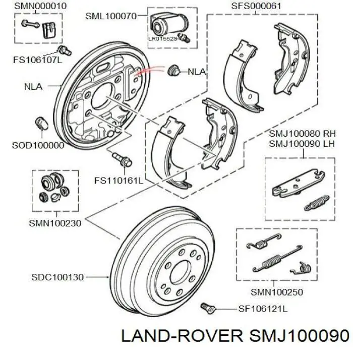 SMJ100090 Britpart regulador, freno de tambor trasero