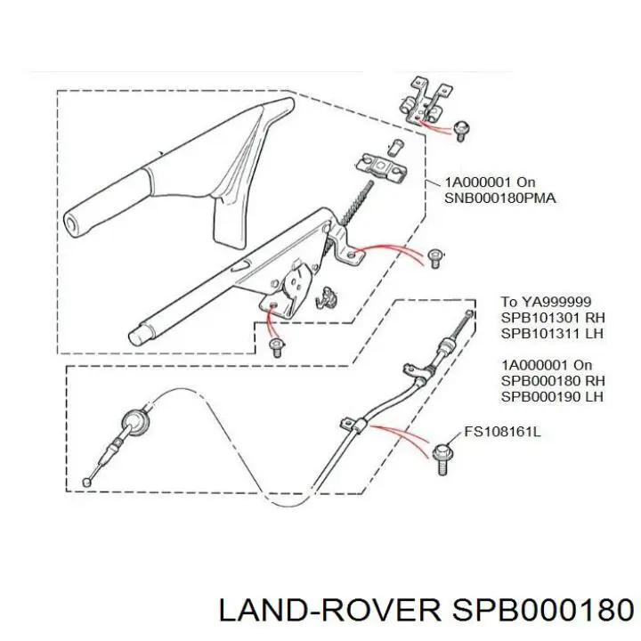 SPB000180 Land Rover cable de freno de mano trasero derecho