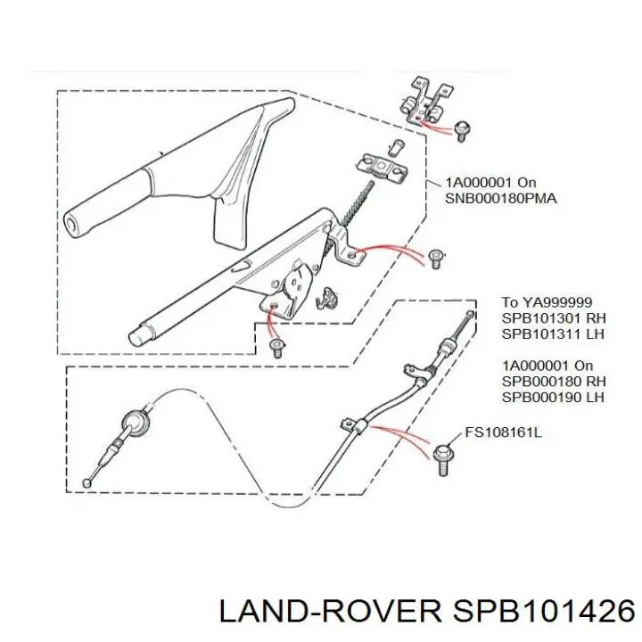 SPB101426 Land Rover cable de freno de mano trasero derecho