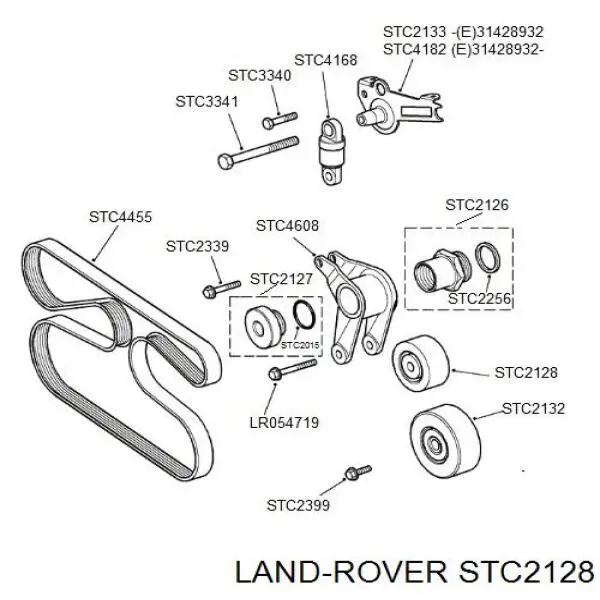 STC2128 Land Rover polea tensora, correa poli v