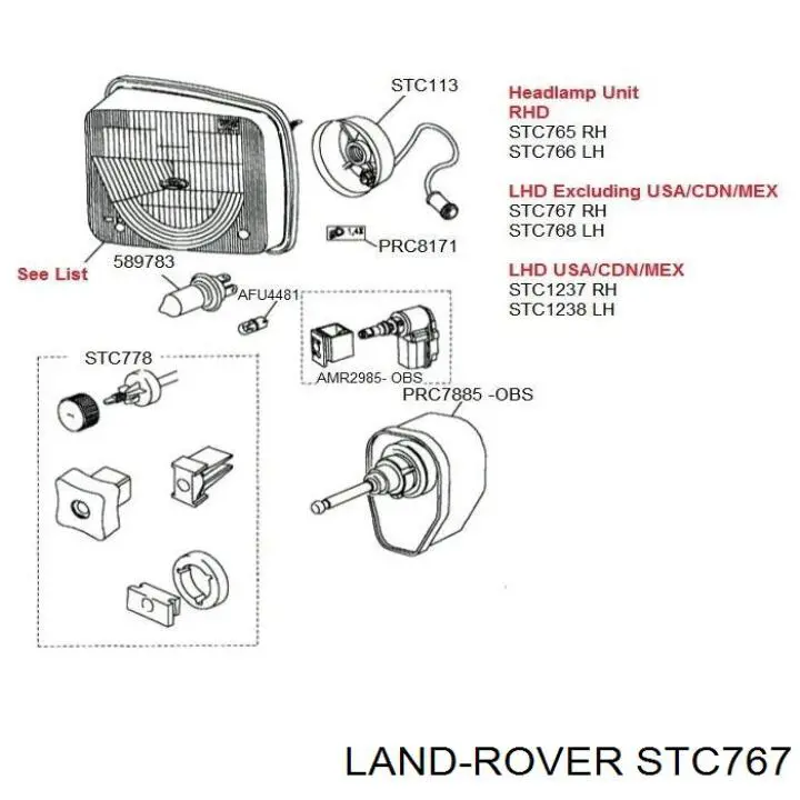 Luz derecha para Land Rover Discovery I LG, LJ