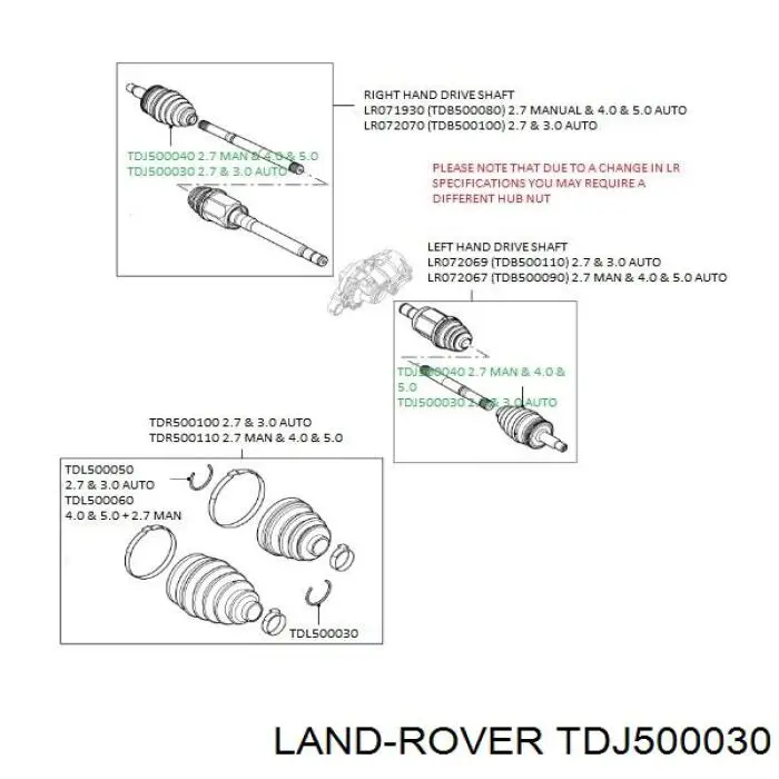 Junta homocinética exterior delantera para Land Rover Discovery (L319)