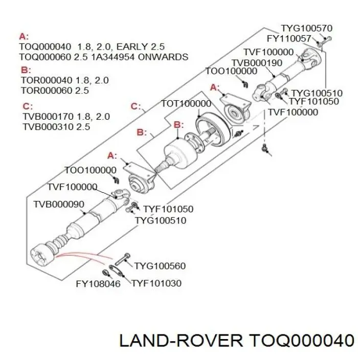 Rodamiento central del eje de transmisión Land Rover TOQ000040 precio, desde 54,58 EUR