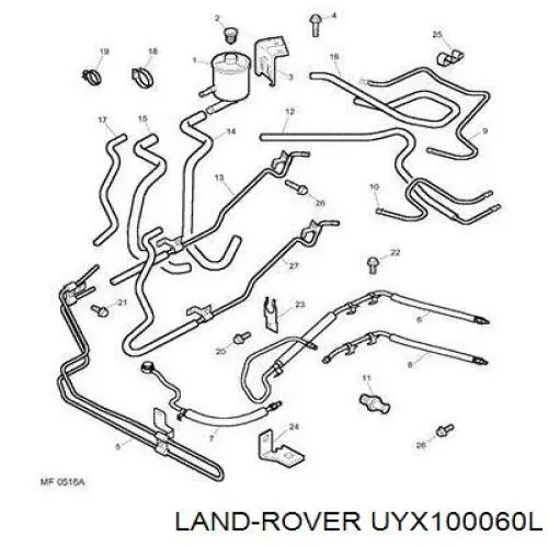 UYX100060L Land Rover junta torica para accesorios de cremallera de direccion