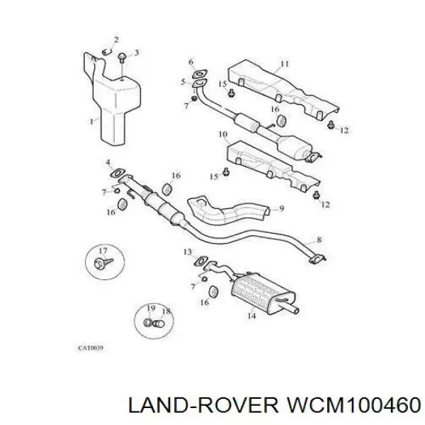 Junta de tubo de escape silenciador Land Rover WCM100460