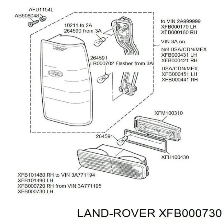 Comprar XFB000730 Land Rover Piloto trasero izquierdo de parachoques