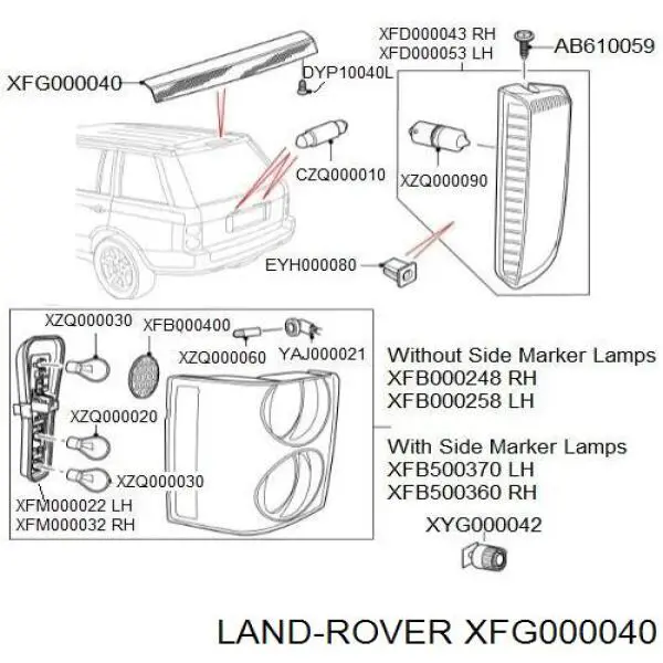 Lampara De Luz De Freno Adicional para Land Rover Range Rover (L322)