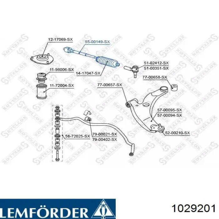 10292 01 Lemforder barra de acoplamiento completa izquierda