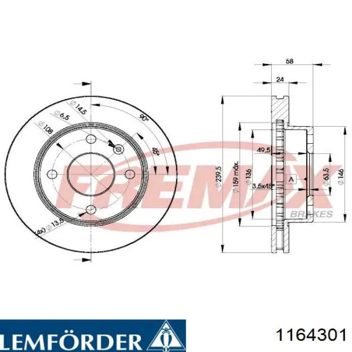 Freno de disco delantero Ford Escort 4 GAF, AWF, ABFT