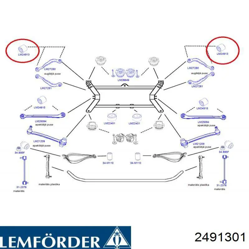 Silentblock del brazo superior de suspensión trasera 2491301 Lemforder