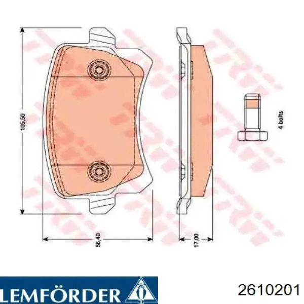 Silentblock de brazo transversal de suspensión trasera 2610201 Lemforder